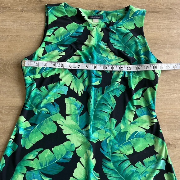 Tommy Hilfiger Tropical Leaf Print Sleeveless Dress Blue Green Size 8 - Picture 3 of 5